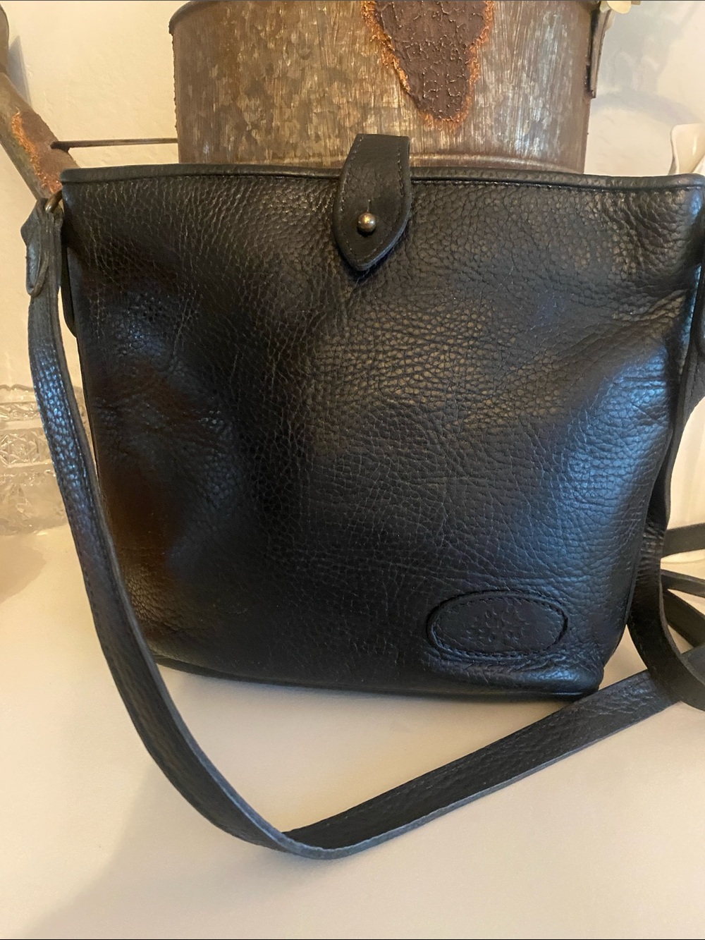 Vintage 1990’s Mulberry Company  Hobo Bucket Scotchgrain leather Shoulder Bag